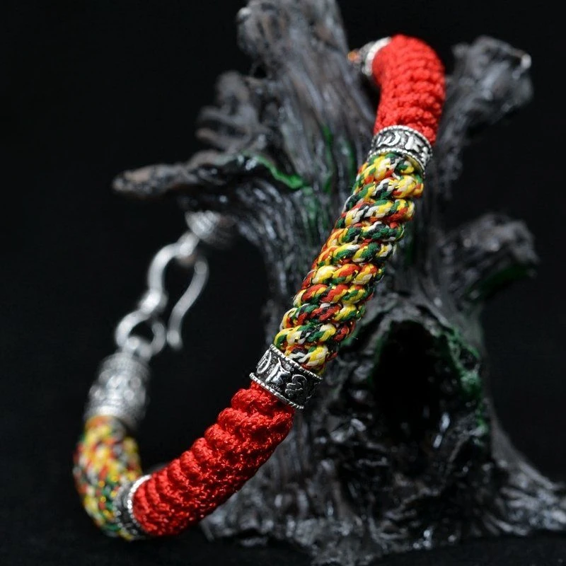 

UMQ Year of the Dragon Birth Year Colorful Braided Rope Jiu Cheng Carya Dorje Knot Blessing Six Words Mantra Couple Red Rope