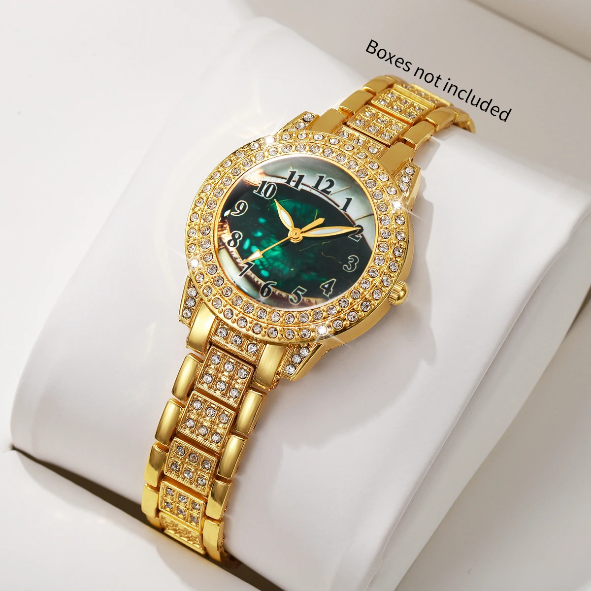 Reloj de cuarzo con diamantes de imitación para mujer, reloj de pulsera de acero inoxidable con esfera árabe, Reloj para Mujer, regalo para niñas (sin caja)