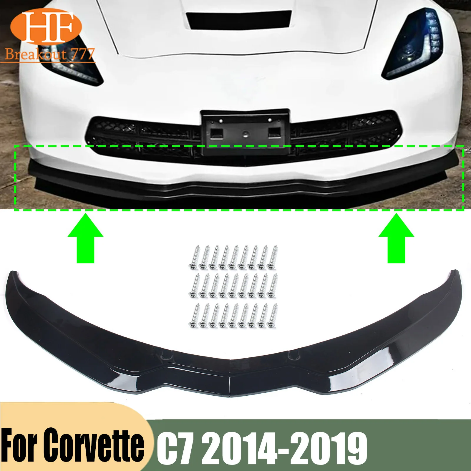 For Corvette C7 2014-2019 Decoration Parts Front Bumper Lip Chin Air Dam Splitter Tuning Accessories