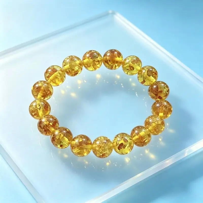 Exquisite Second-generation Flower Amber Single-circle Bracelet, Versatile Personalized Trendy Jewelry Handicrafts