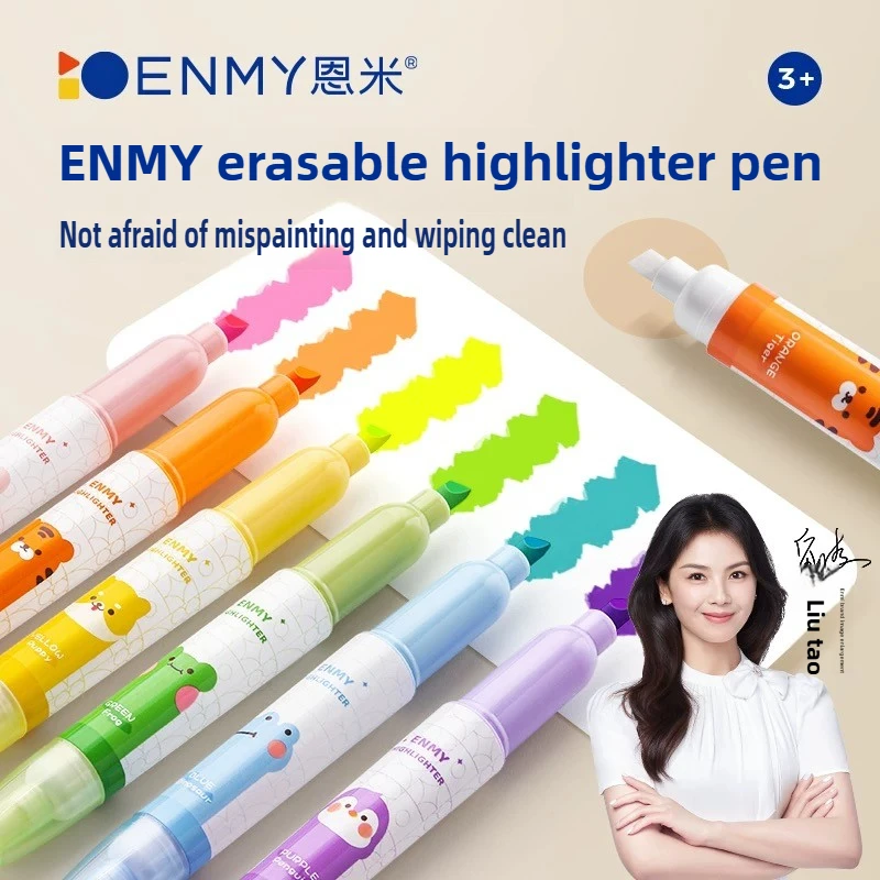 

ENMY Large Capacity Macaron Erasable Morandi Highlighter Pastel Fluorescent Markers for Notes Stationery School Office Supplies