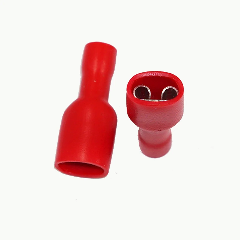 1000pcs FDFD1.25-187 Insulating Female Insulated Electrical Crimp Terminal Connectors Cable Wire Connector 4.8mm