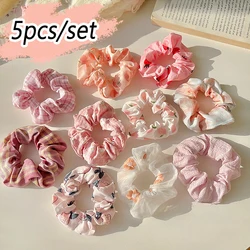 5pcs/Set Bobbles Scrunchies Elastic Dots Stripe Hair Ties Ponytail Holder Rubber Band For Women Girls Bun Hairstyle Headwear