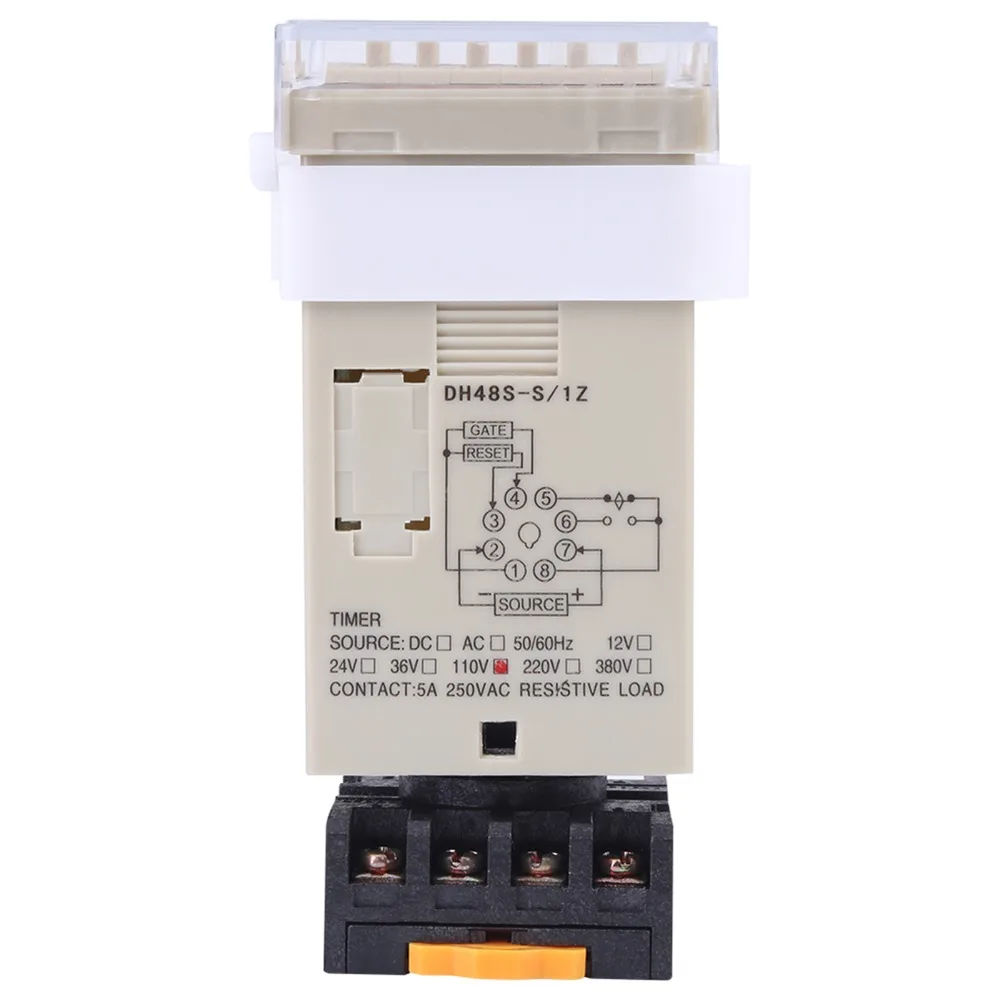 DH48S-S Time Relay 0.1s~99h Cycle Control Digital Display Time Relay with Base 110V AC DH48S-S Time Relay Electrical Equipment