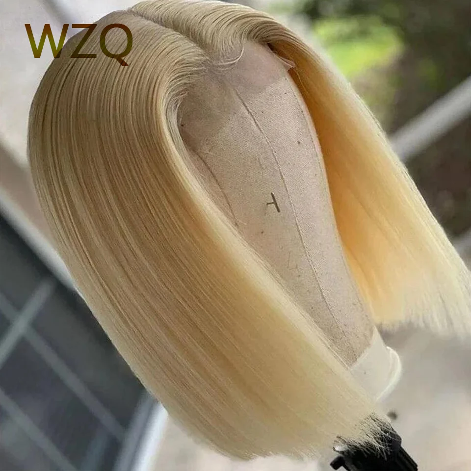Wig Rambut Manusia Renda Depan 13X4 Wig Berwarna 613 Platinum Abu-abu Lurus dengan Kepadatan 180% Wig Bob Pendek Merah Muda Muda Perawan Brasil
