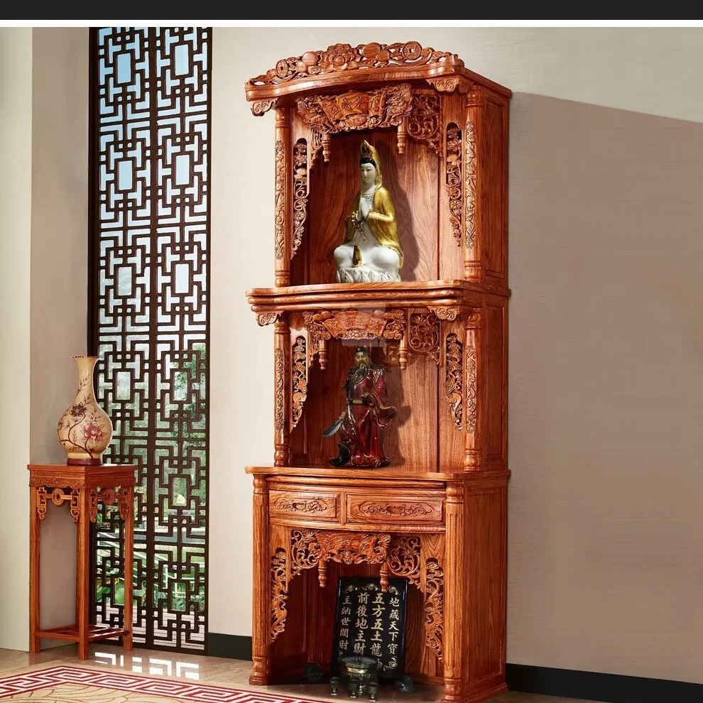 DSA mahogany hedgehog red sandalwood shrine cabinet shrine god of wealth  shrine vertical cabinet solid wood offering home