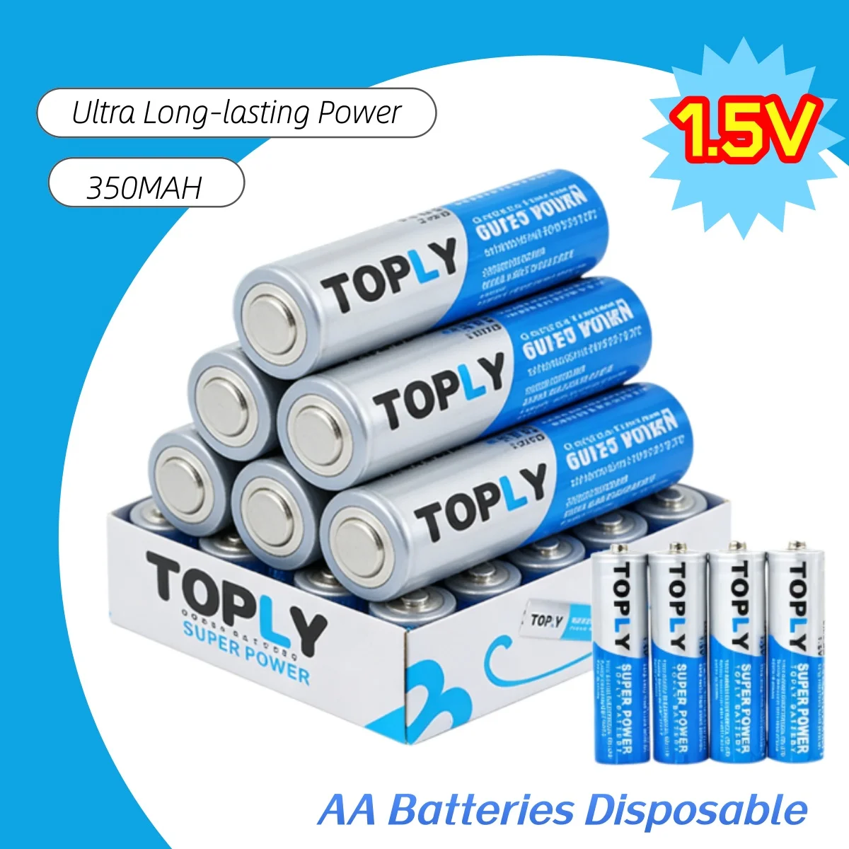 Perfect AA Batteries Disposable 1.5V - Heavy Duty Long Lasting for Wireless Mouse Keyboard Remote Control, Carbon-Zinc Battery