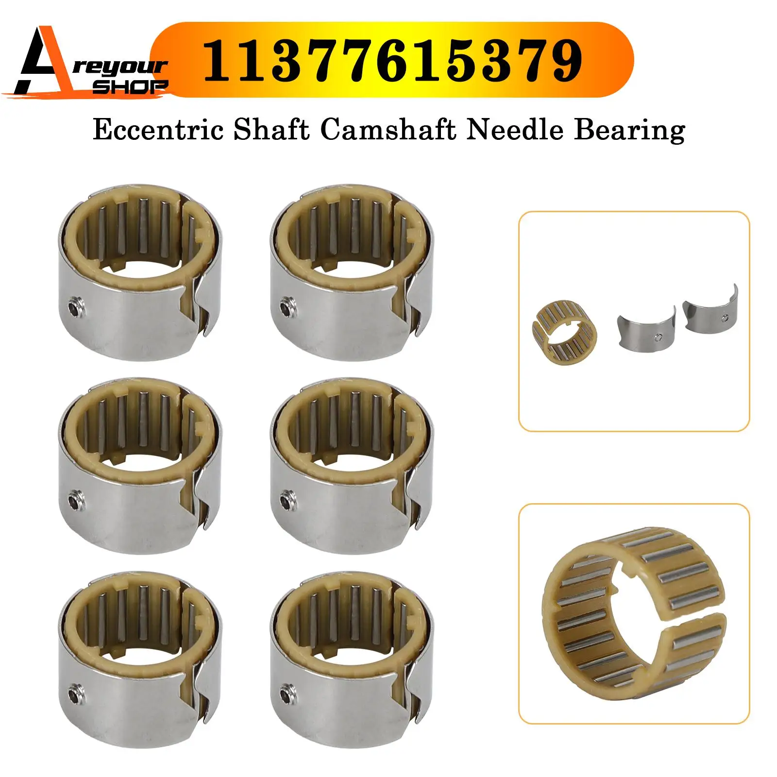Set of 6 Eccentric Shaft Camshaft Needle Bearing for BMW 11377615379