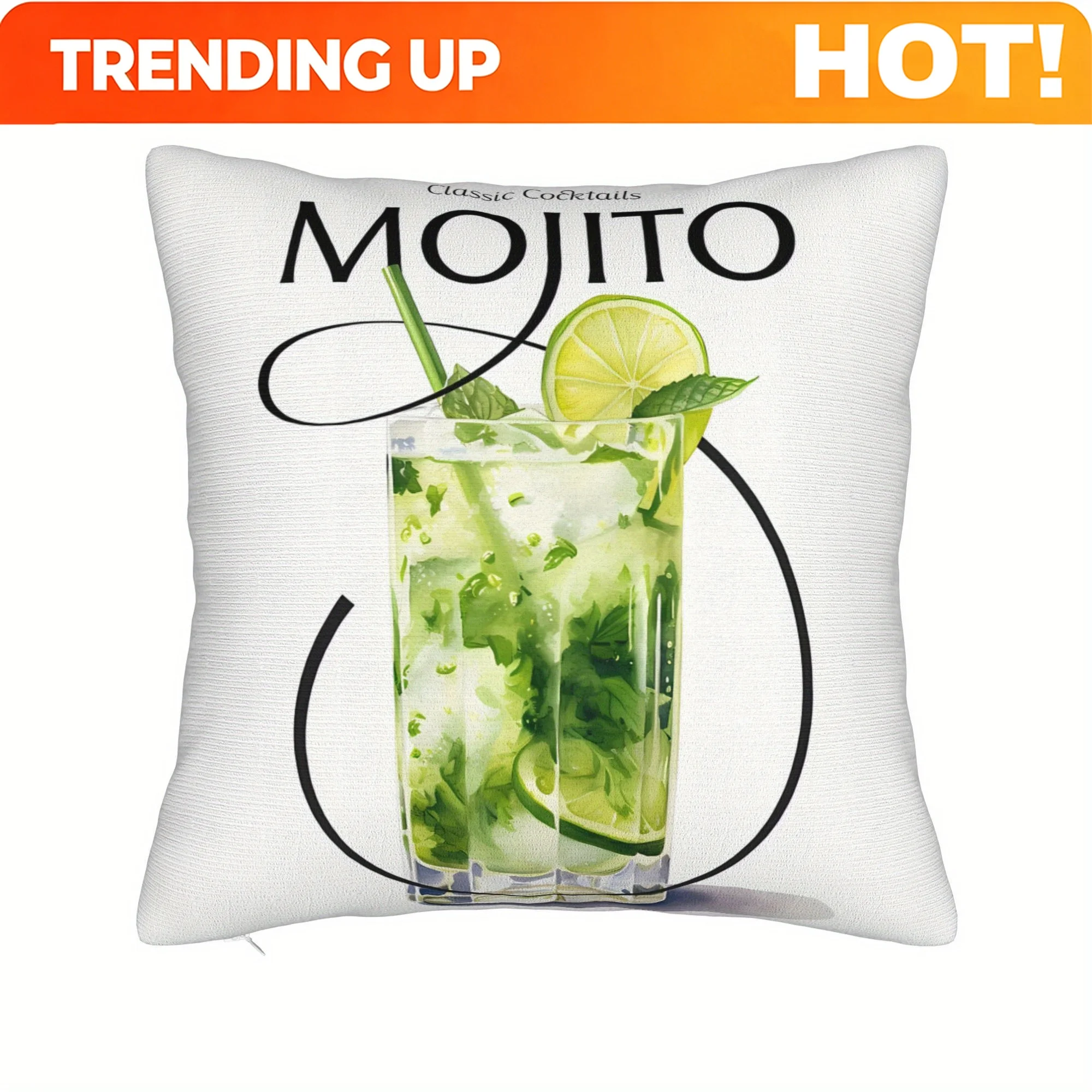 Customize Mojito Cocktail Throw Pillowcase Cushion For Sofa Coussin Covers Decorative