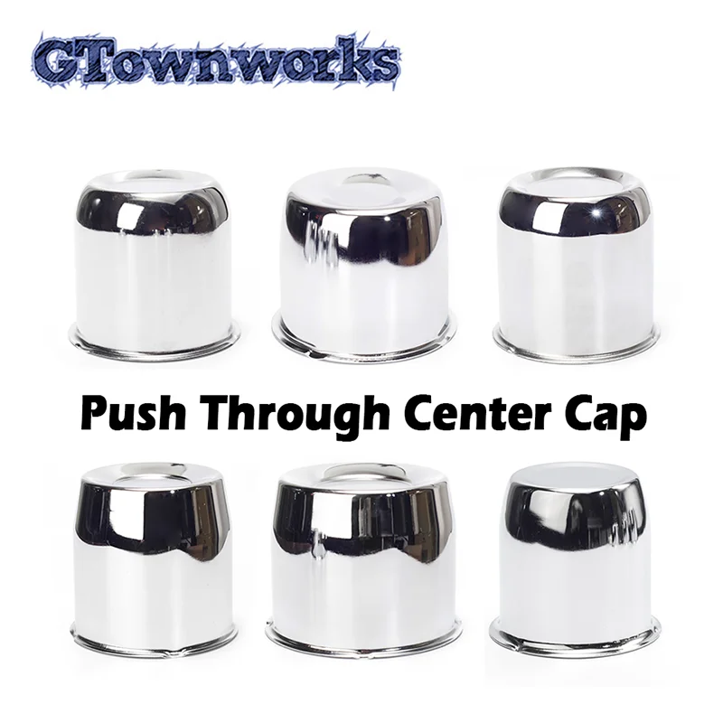 

4pcs Push Through Center Caps For 3.19in/4.35in/2.88in/4.25in/5.15in/2.8in/3.27in/4.88in/3.15in Truck/Trailer Carbon Steel