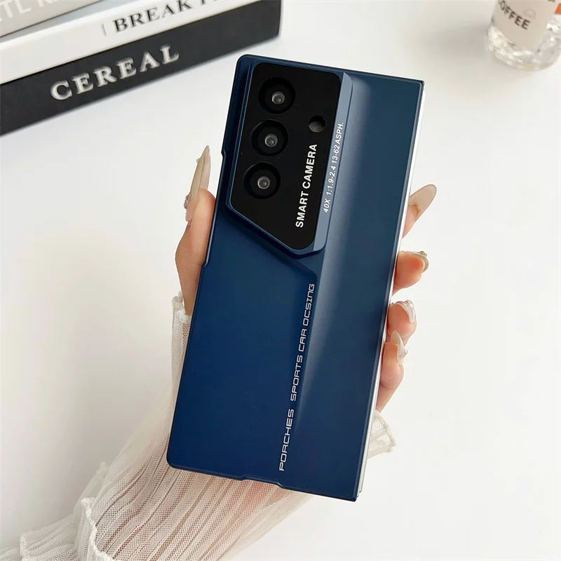 Luxury Hard PC Phone Cover For Samsung Galaxy Z Fold 6 5 4 5G Fold7 With Screen Glass Film Shockproof Anti-drop Protection Case