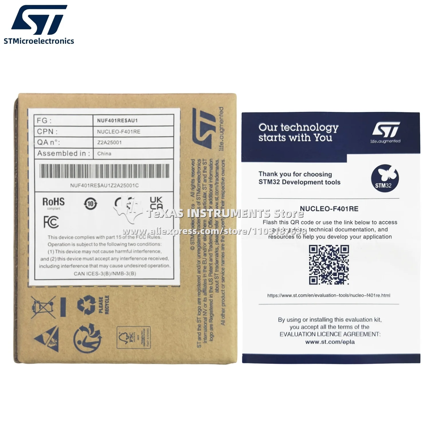 【TI Official】 لوحة تطوير NUCLEO-F401RE STM32 Nucleo-64 مع STM32F401RE MCU، تدعم اتصال Arduino وST morpho