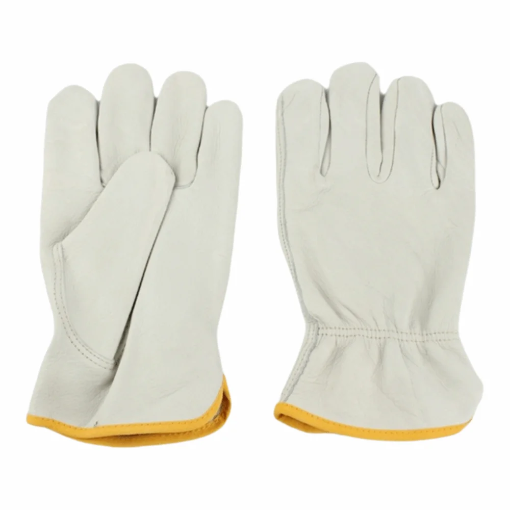 Flex Grip Leather Work Gloves Stretchable Wrist Wear-Resistant Welding Protection Gloves Insulated Soft Cowhide Working Glove