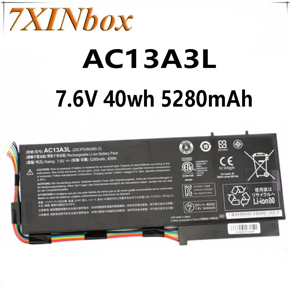 7XINbox AC13A3L 7.6V 40wh 5280mAh Laptop Battery For Acer Aspire P3-131 P3-171 X313 X313-E X313-M P3-171 11.6