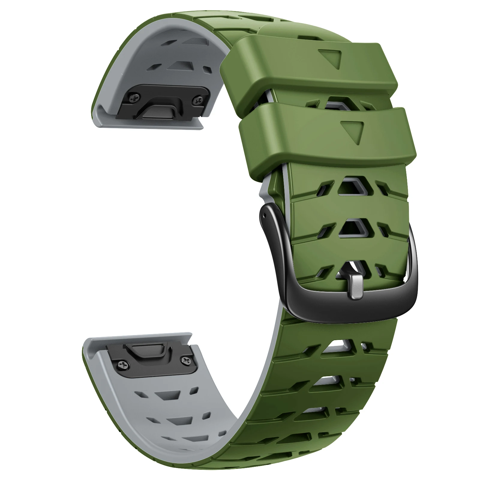 22mm Wide Strap Suitable For Garmin Fenix6 Pro/ Fenix7 Trapezoidal Quick Release Silicone Two-Tone Strap Stainless Steel Buckle