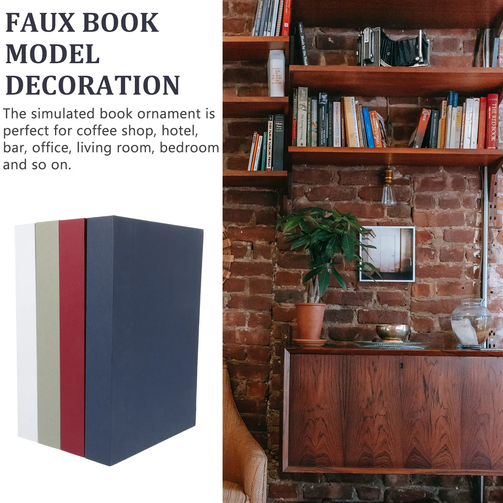 

4 Pcs Quirky Modern Decor Decorations Faux Book Bookshelf Decorative Objects Accessories