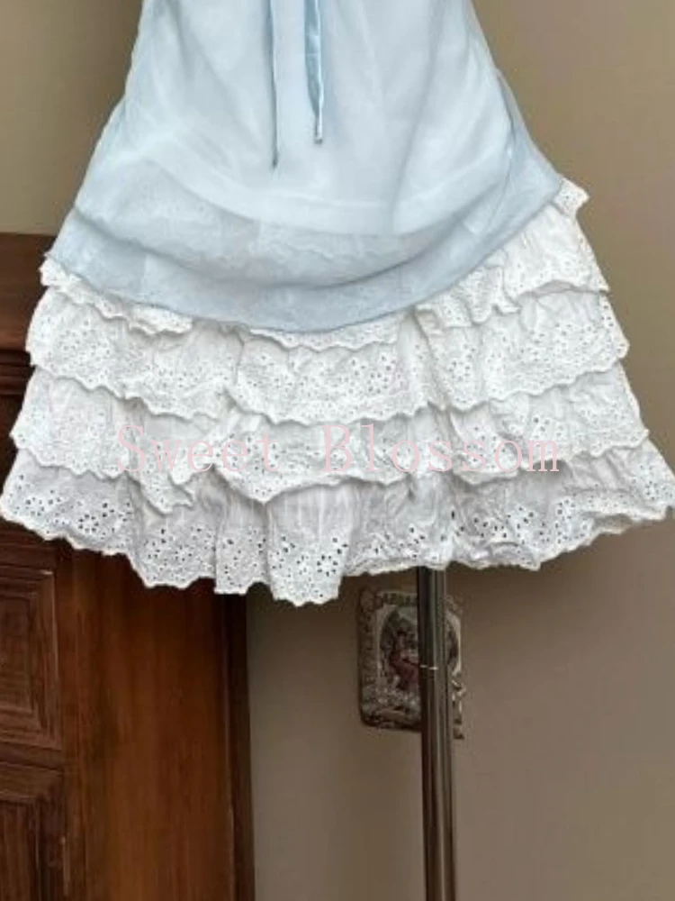 Conjunto de 2 piezas liso Vintage japonés para mujer, Tops falsos de dos piezas + Mini falda con forma de pastel, trajes de verano Retro ajustados de Hada Kawaii JK