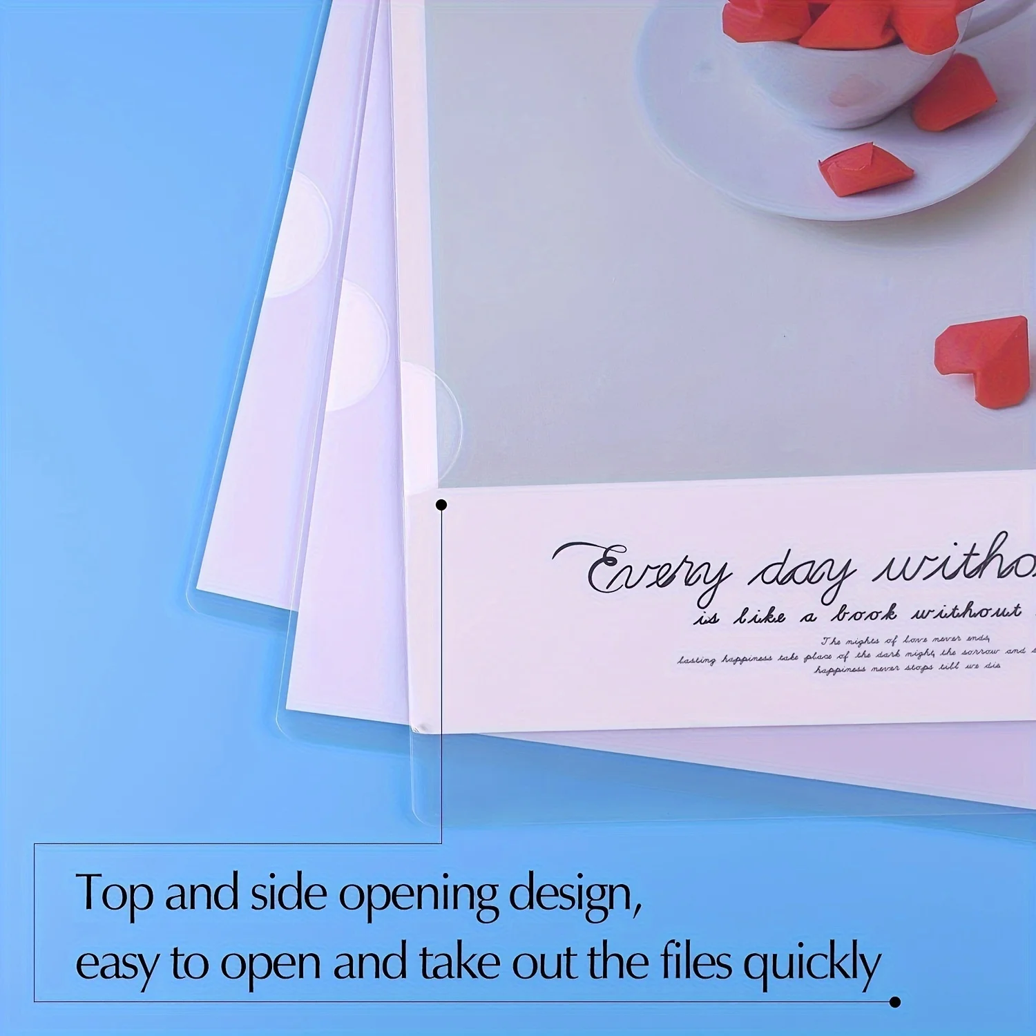 30 Pack PVC L-Shaped A4 Document Folders, Transparent File Envelopes for Office and Home Organization