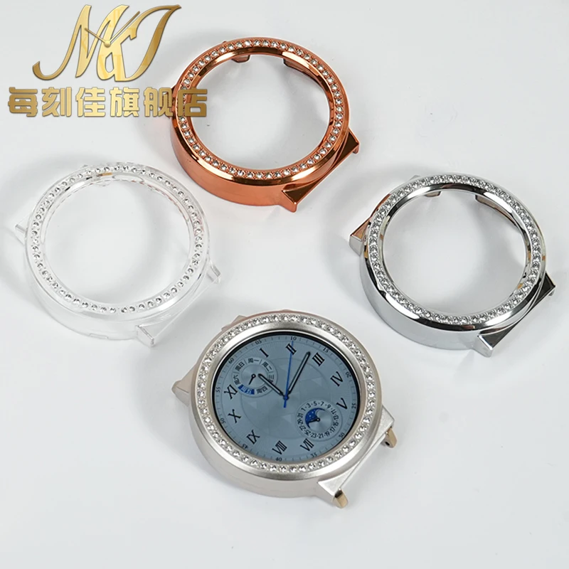 Capa de relógio de silicone para huawei gt4 gt5 pro 41 42mm caixa revestida de diamante prata rosa ouro luz das estrelas capa protetora transparente