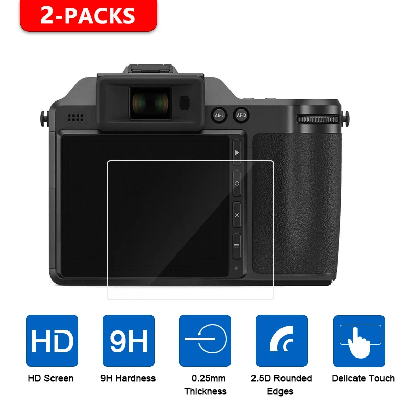 2Pcs Tempered Glass Screen Protector w/ Top LCD Film for Hasselblad X2D 100C Mirrorless Camera