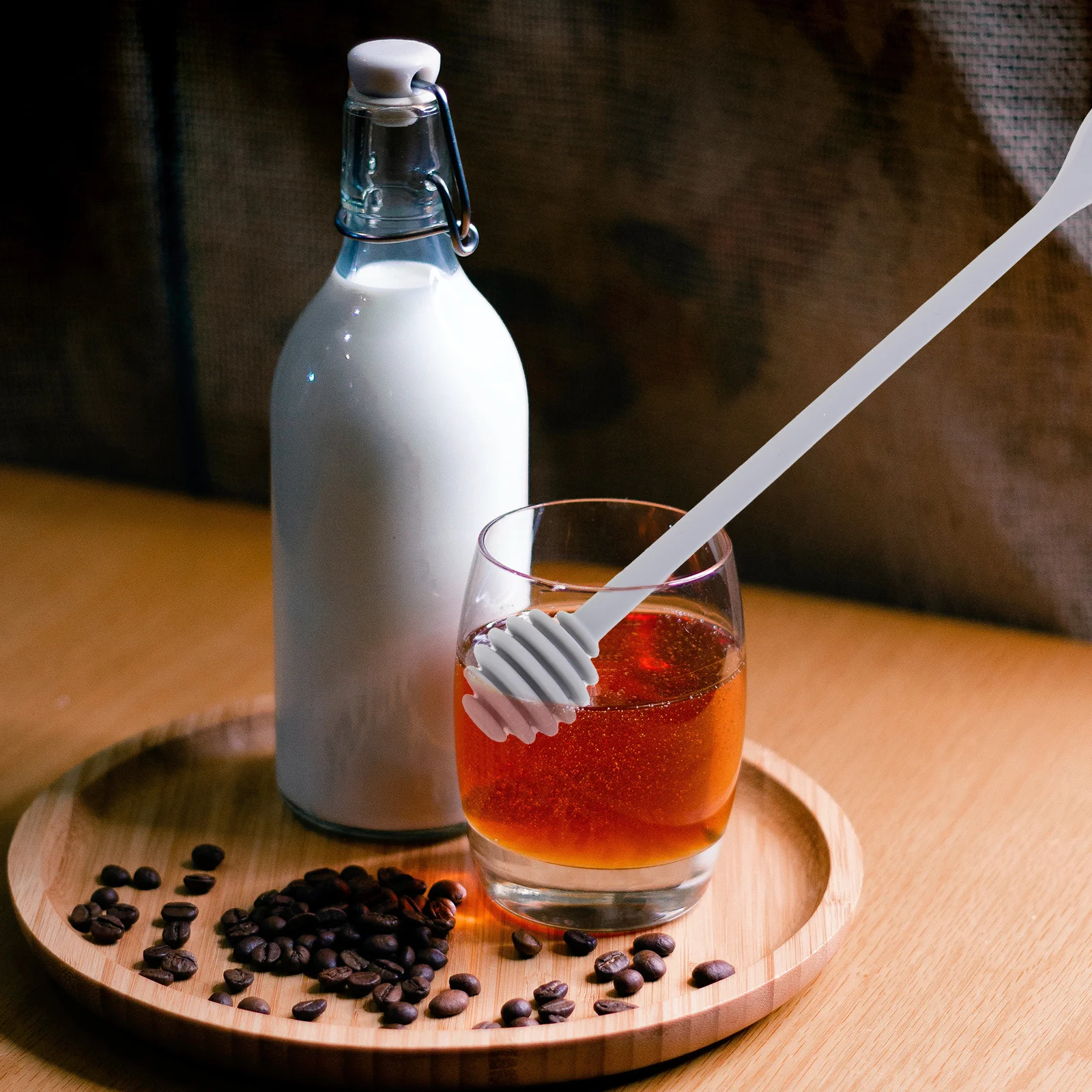 

Honey Stirring Spoon Long Handle Silicone Dipper for Honey Syrup Molasses Maple Syrup Kitchen Tools Random Color