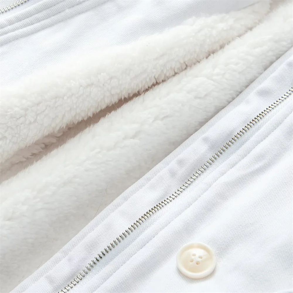 سترة نسائية شتوية جديدة بتصميم عصري وياقة من الفرو قابلة للفصل وجيب قصير من قماش الدنيم #6