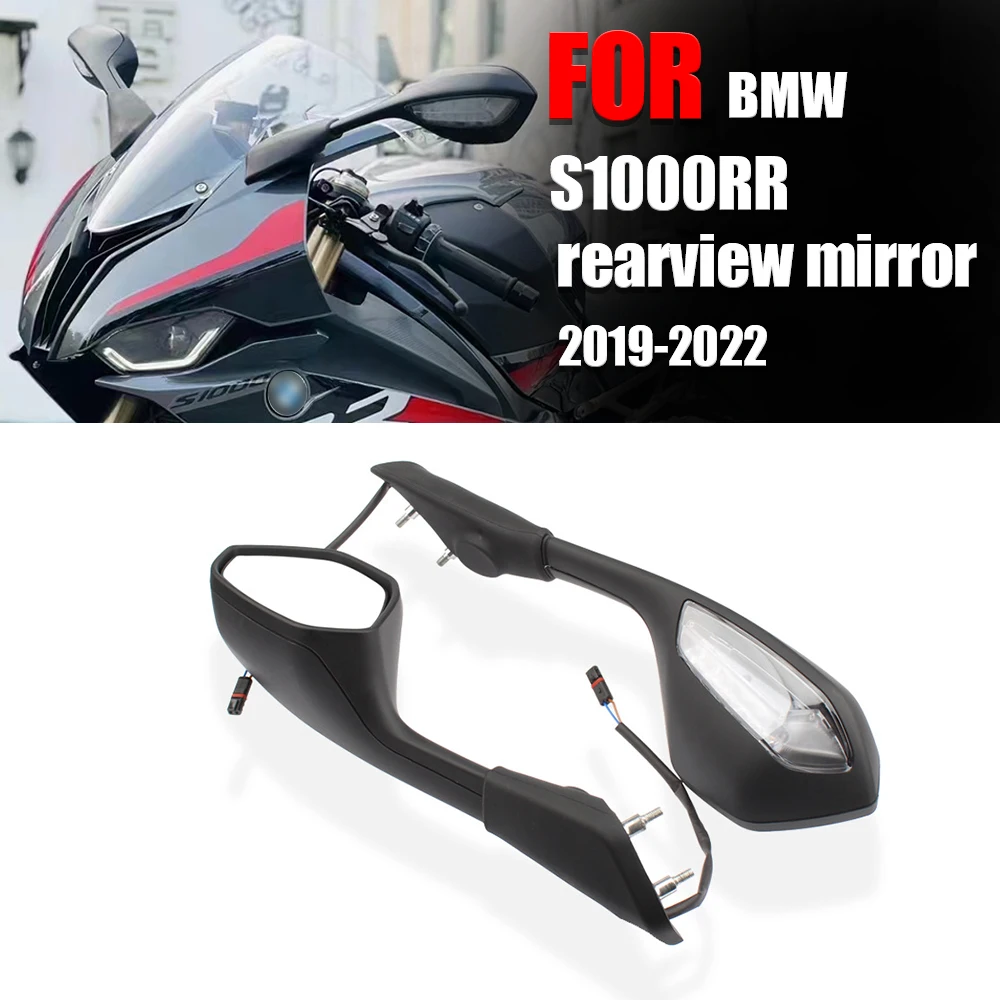 

Motorcycle Rearview Mirrors LED Turn Signals Light For BMW S1000RR 2019 2020 2021 2022 2023 FOLDABLE