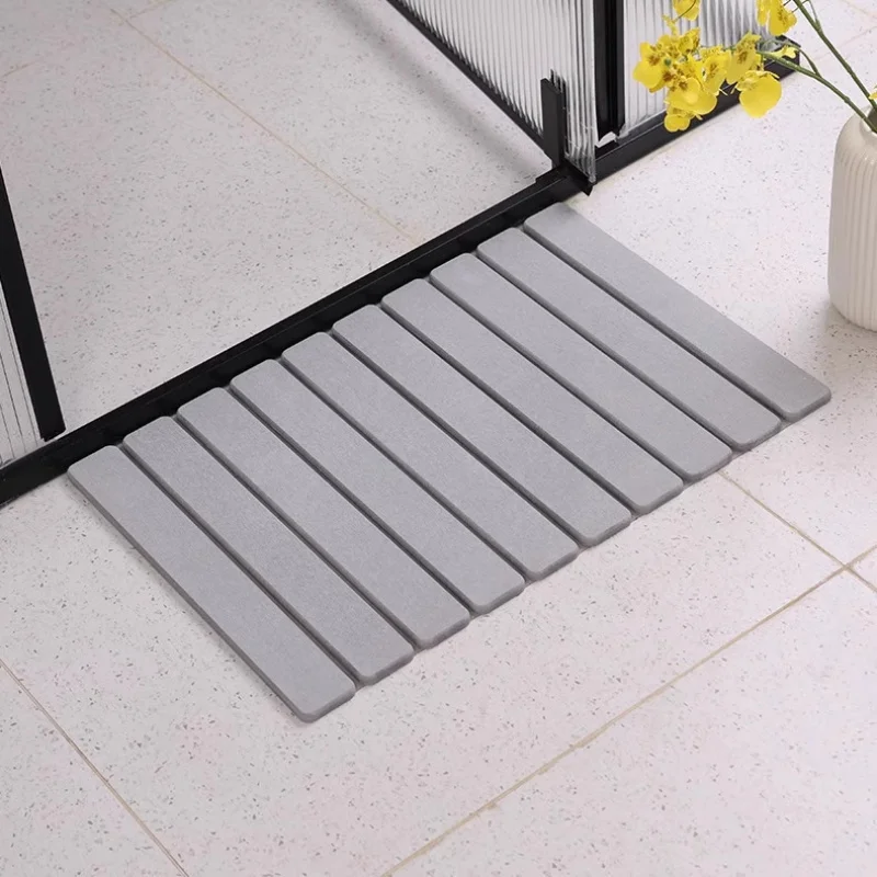 Folding Diatom Mud Hard Floor Mat Water Absorption Quick-Drying Hard Mat Bathroom  Hotel Bathroom Entrance Anti-Slip Mat