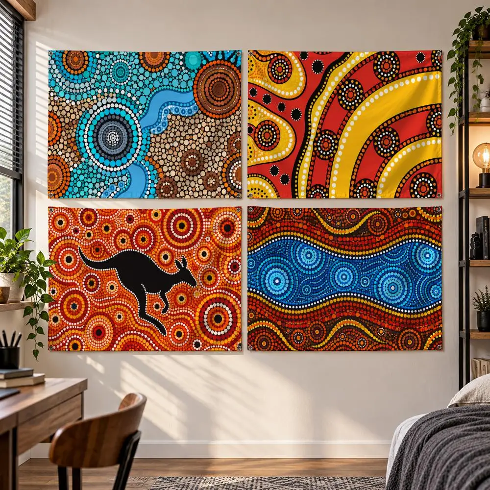 Art A-Australian Aboriginal Art Banner Flags Banner Decor for Bedroom,Garden,Party,Club,Gaming Room,Indoor Outdoor