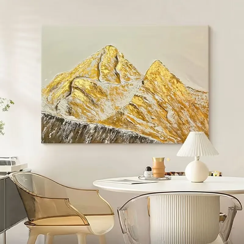 Nordic Modern Gold Foil Pure Hand Drawn Oil Painting Jinshan Landscape Abstract Hanging Painting Living Room Decoration Painting