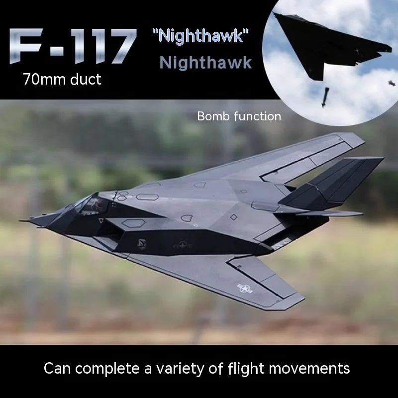 70mm Culvert F117 Nighthawk Fixed Wing Foam Stealth Fighter Model Electric Remote Control Toy Aircraft