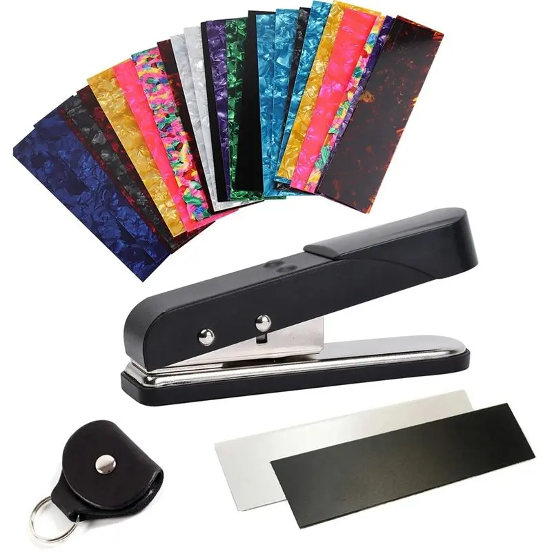 A07T-Premium Pick-Maker Kit DIY Guitar Picks Punch With Key Chain Holder, File& Artwork Greeting Cards Guitar Accessories Strip