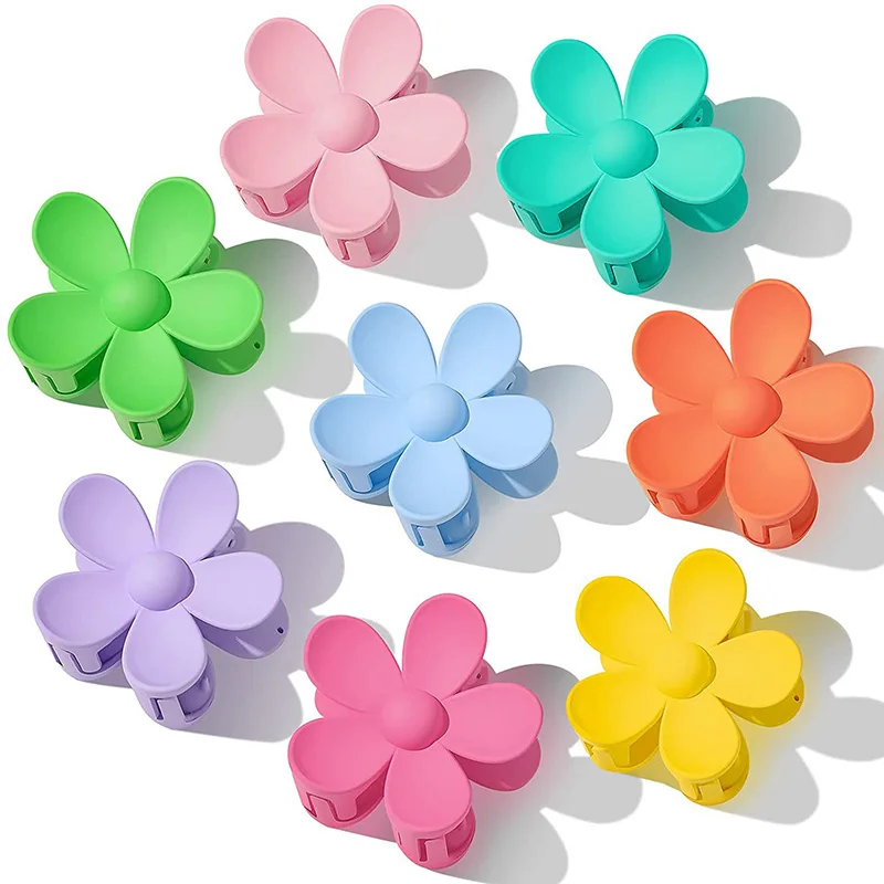 7CM Sweet Flower Hair Claw Clips Frosted Solid Color Women Girls Hair Clip Hairpin Shark Clip Ponytail Clips Hair Accessories