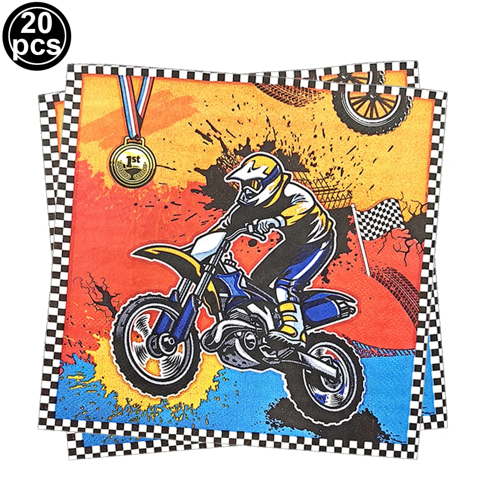 Motorrad-Bike-Party-Geschirr-Set 7/9 Zoll Teller Becher Servietten Kinder Jungen Motorrad-Biker-Geburtstagsparty-Dekorationen und Zubehör – Detail 5
