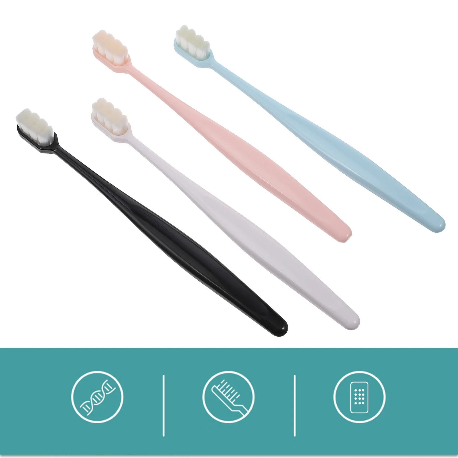 4 Pcs Soft Toothbrush Toothbrushes Adults Manual Children Kids Fur High-grade Transparent Pbt Filament Teeth Dryer