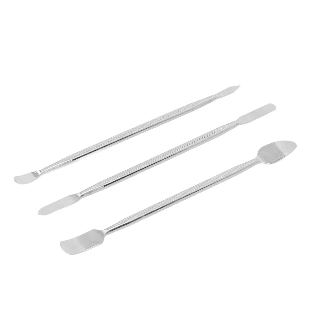 3개입 양면 금속 스퍼저 세트 미끄럼 방지 손잡이 다양한 프라이 팁 이중 끝 프라이 도구 고경도 금속