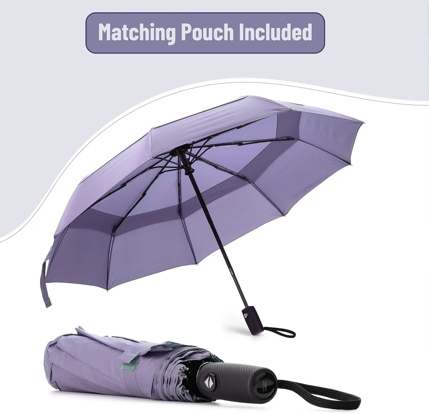 Windproof Travel Umbrella Purple Automatic Umbrellas For Rain Compact Folding Portable Storm Resistant Outdoor Protection