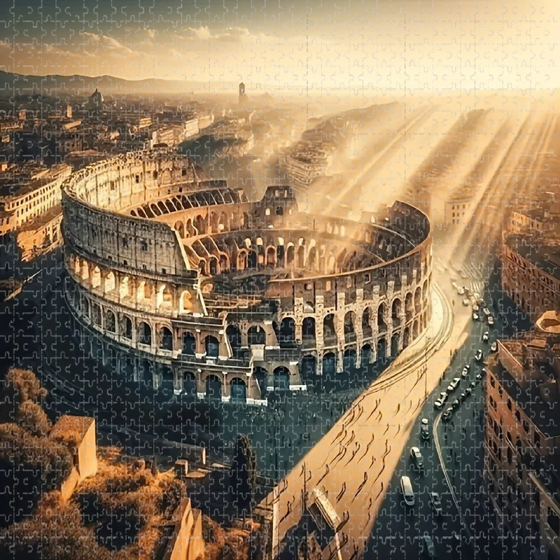 New Product 500/1000pcs for Adults Jigsaw Puzzle Rome Colosseum Complex Patterns Portable Box for Family Games Educational Toys
