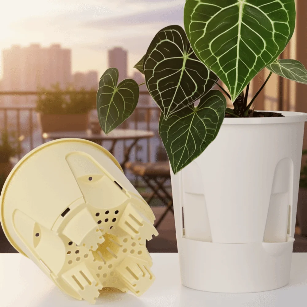 Plastic Self Absorbing Flowerpot Thickened Tall Drain Holes Hydroponic Flowerpot Large Capacity Water Storage