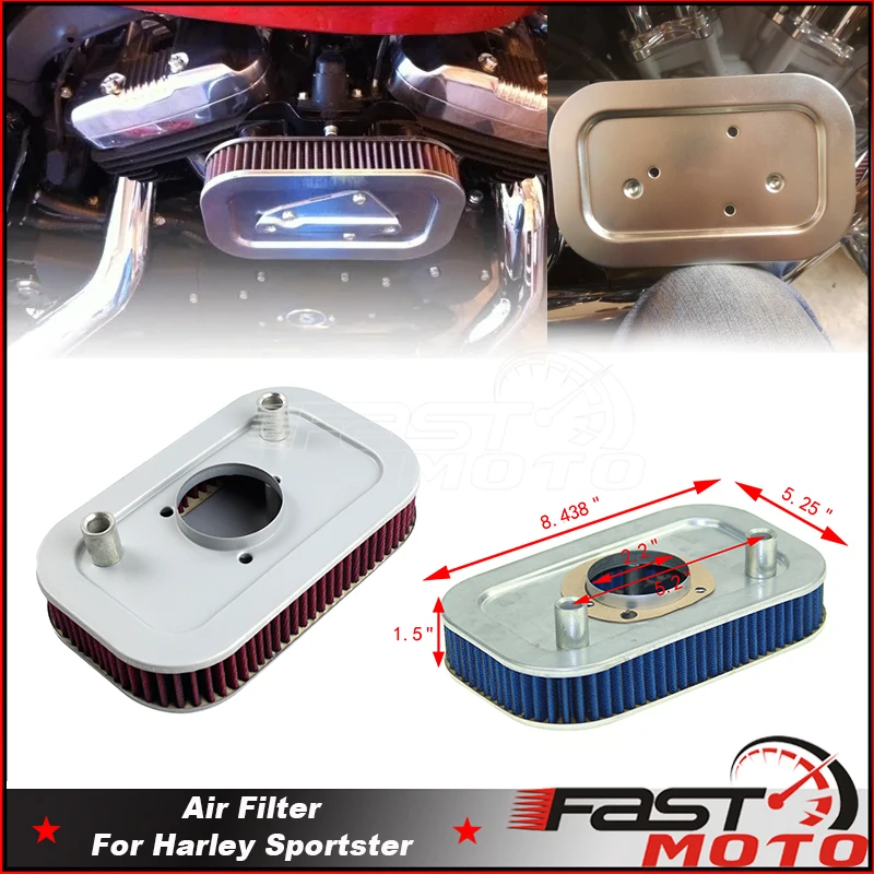 Motorcycle Oval Air Cleaner Filter For Harley Sportster XL 1200 XL883 Forty Eight Iron 883 Custom Nightster Roadster 2004-2013