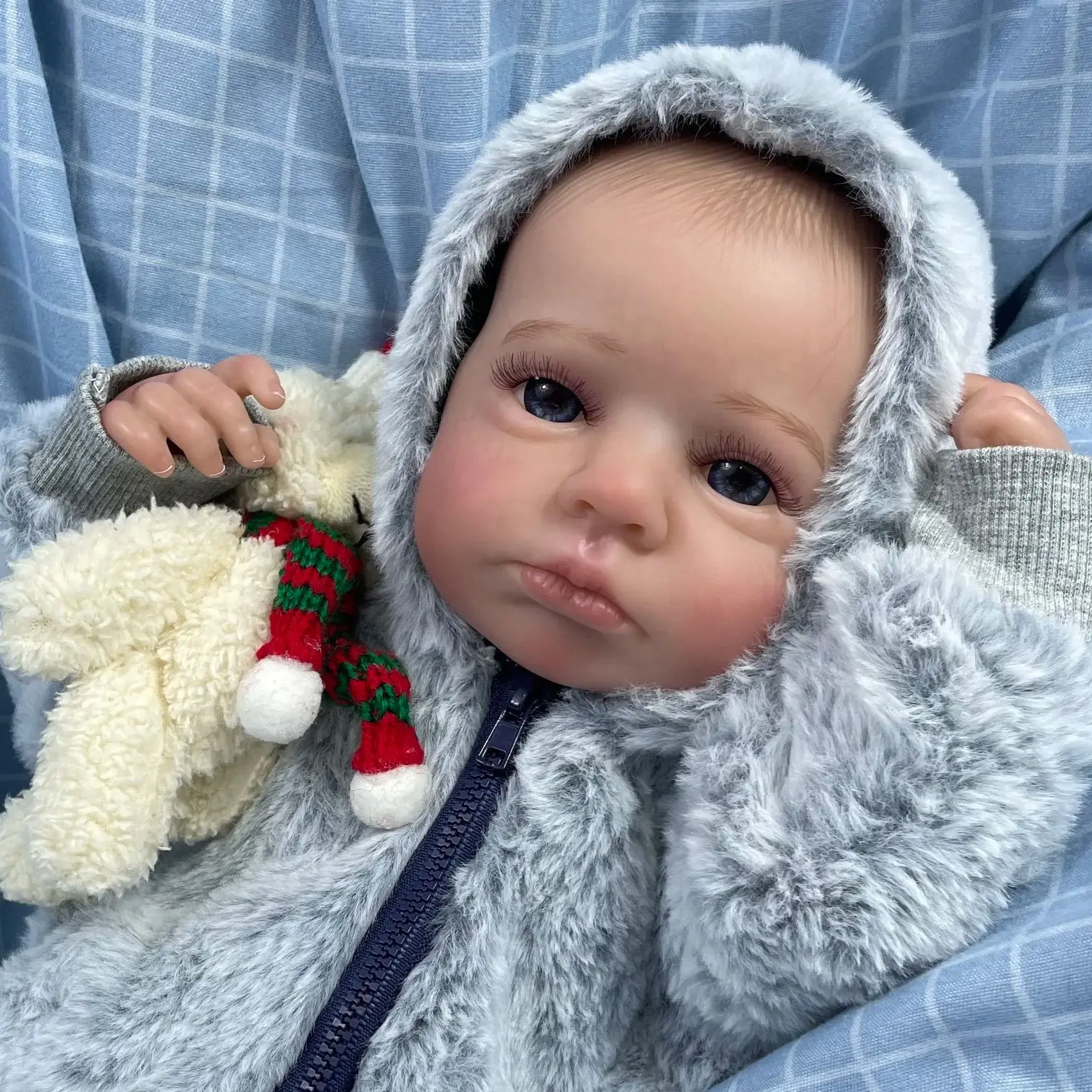 20inch Reborn Doll LouLou Awake Full Silicone Vinyl Body Washable Newborn Baby Doll 3D Skin Tone Visible Veins Dolls Gift