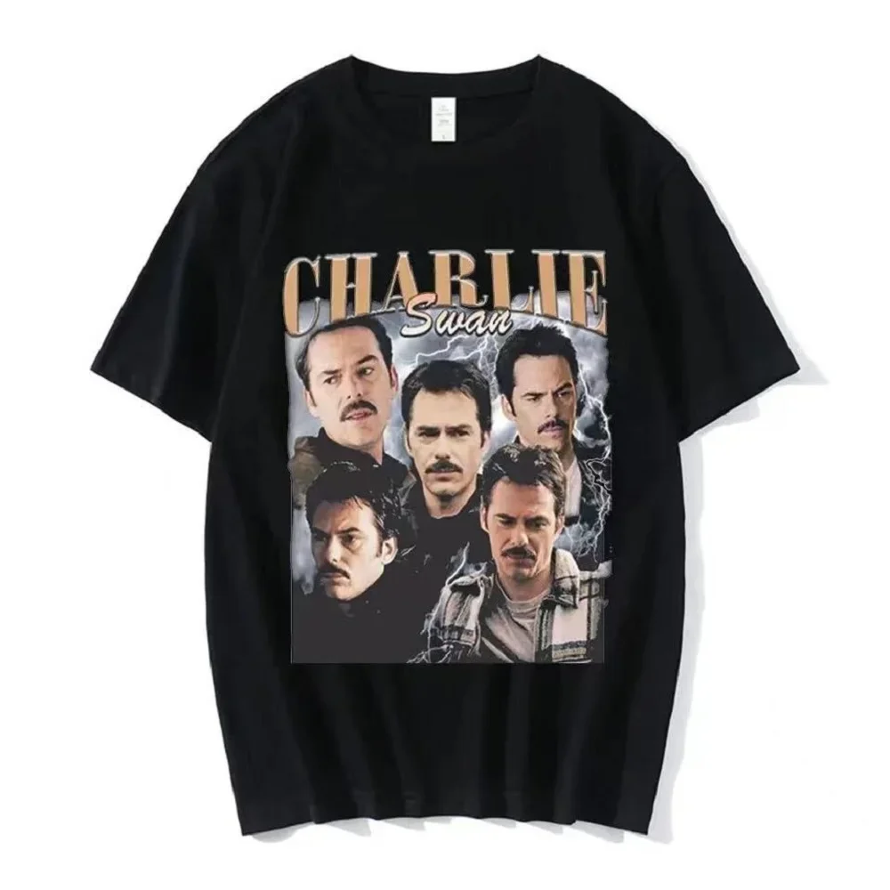 Men Short Sleeve Oversized Tee Shirt Vintage Team Charlie Swan T  Billy Burke Graphic Print Tshirts oversized harajuku graphic