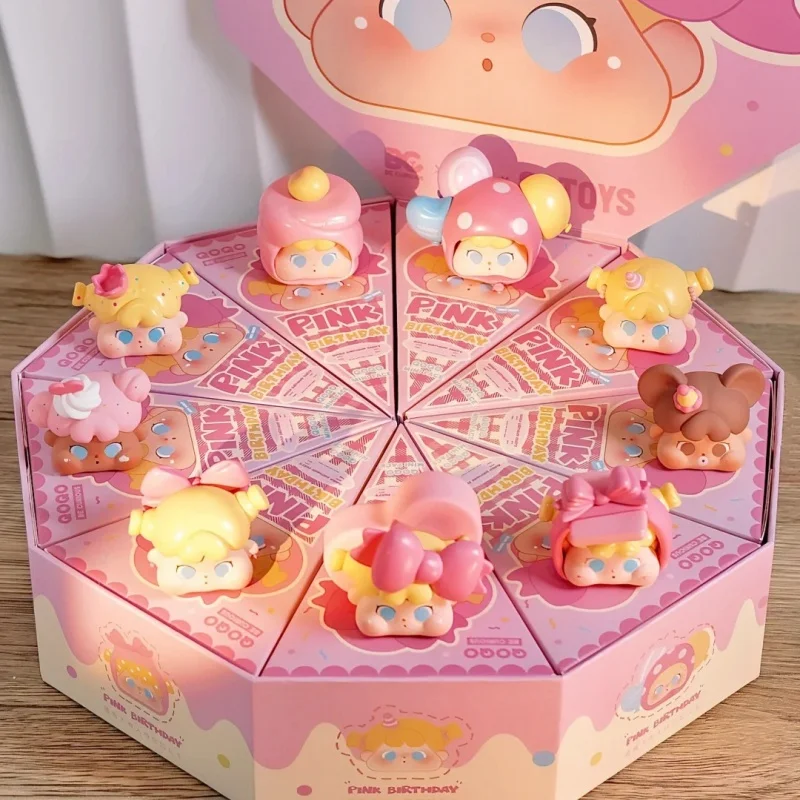 جديد Qoqo Miniface الوردي عيد ميلاد سلسلة صندوق أعمى صندوق غامض Kawaii أنيمي الشكل دمية نموذج جمع مكتب الديكور لعبة هدية