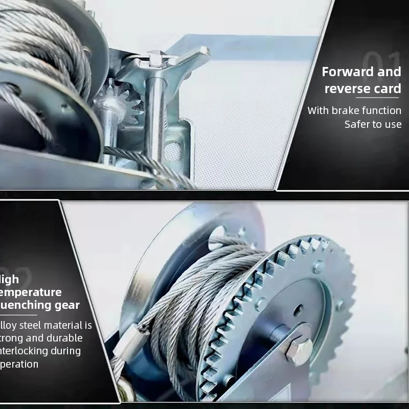 Manual Hand Crank Winch 800/3000 lbs With 8M Steel Wire Rope Self-Locking Hoisting Winch for Trailers Boats Industrial Use