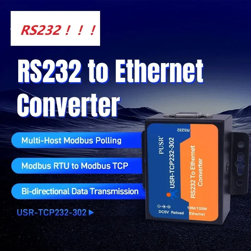 USR-TCP232-302 Embedded Serial Server RS232 to TCP/IP Ethernet Module RJ45 Modbus Gateway Support DHCP DNS
