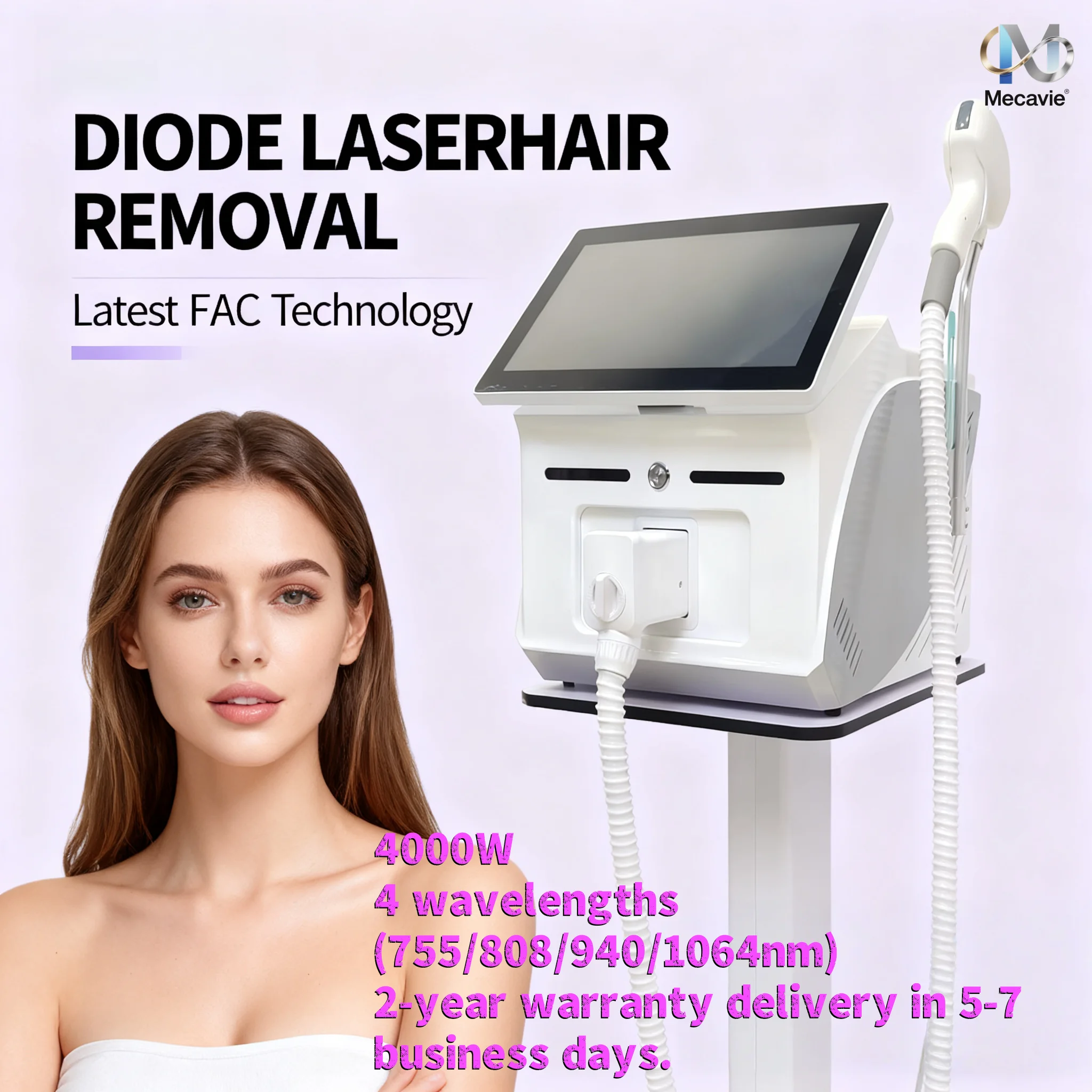 

2025 Model Ice Titanium Laser: 4-Wave (755/808/940/1064nm) Portable, Painless Hair Remover (Alexandrite)