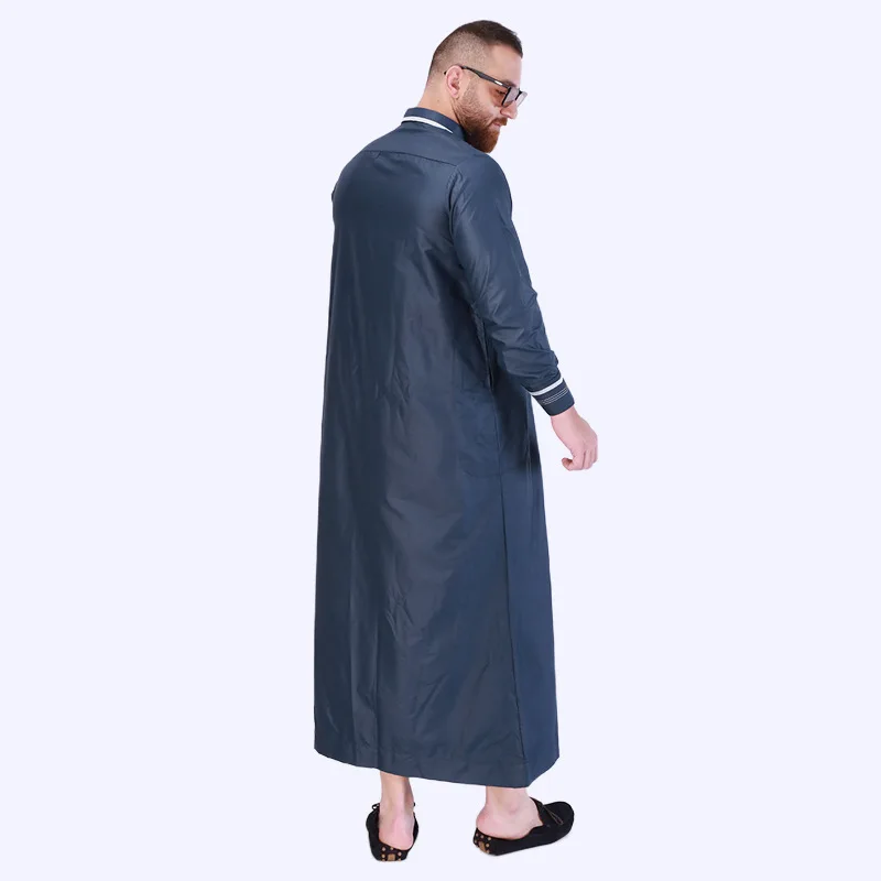 2024 Eid Men Embroidery Abaya Full Sleeve Long Robes Stand Collar Men Thobe Arab Muslim Dress Middle Eastern Clothing Abayas