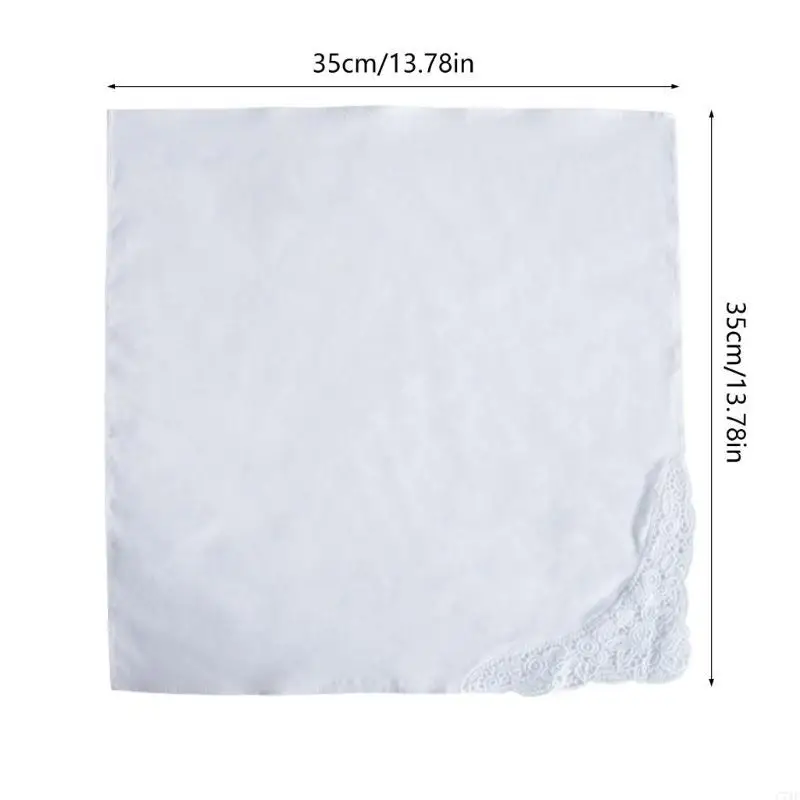 C71F White Lace Sweat Absorbent Pocket Handkerchief for Sports and Outdoor Activity Soft and Absorbent Pocket Towel