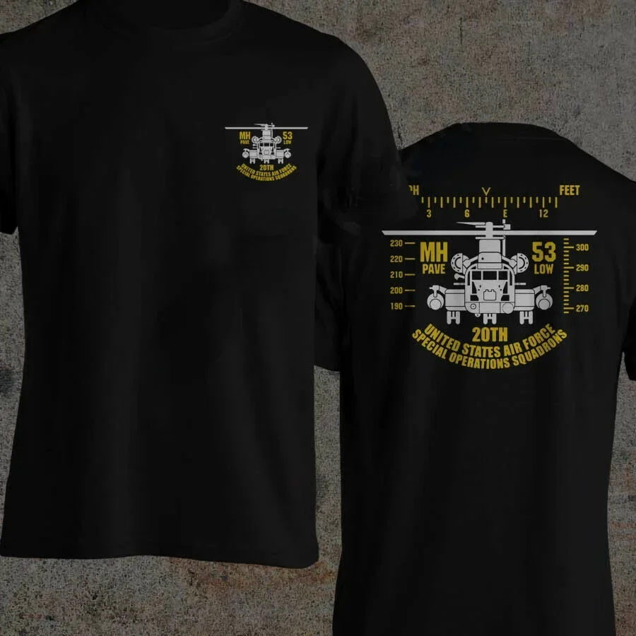 USAF Long-range Special Operations MH-53 Pave Low Helicopter T-Shirt 100% Cotton O-Neck Summer Short Sleeve Casual Mens T-shirt