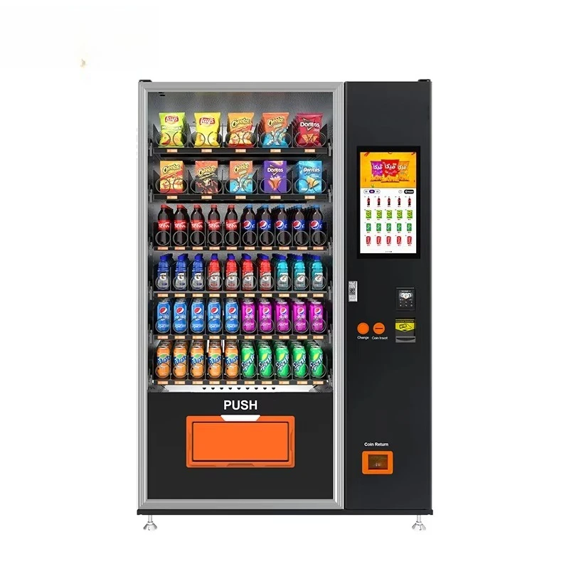 Customize 24 Hours Retail Store 22 Inch Touch Screen Combo Food Smart Snack Vending Machine for Drinks and Foods Snack Automaten